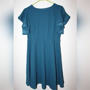 Teal Butterfly Sleeve Dress